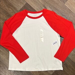 NWT Old Navy Women’s Long Sleeve Red and White Tee
